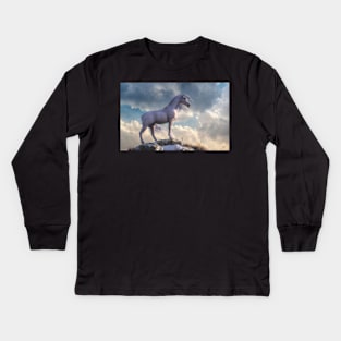 White Horse, Cold Dawn Kids Long Sleeve T-Shirt